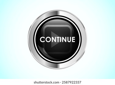 Continue button design illustration, Continue icon suitable for mobile app, and website UI design