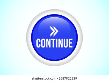 Continue button design illustration, Continue icon suitable for mobile app, and website UI design