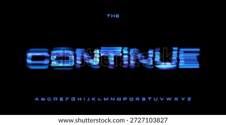 Continue Digital Noice Font Logo Alphabet Vector Glitch Letters Set Modern Typography, Creative Typographic Design for Play Button, Game UI Headline, Display Fonts. Vector Typeface