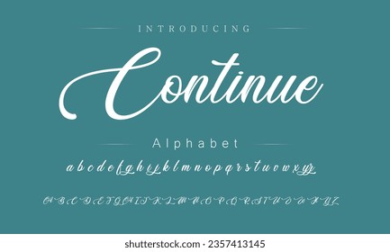 Continue Font. Alphabet. Script. Typeface. Label .Vintage typeface. For labels and different type designs