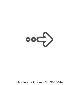 Continue icon. Black line right arrow and three dots icon. Isolated on white. Next sign. look directory