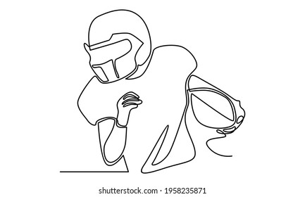 Continue line of american football player vector illustration