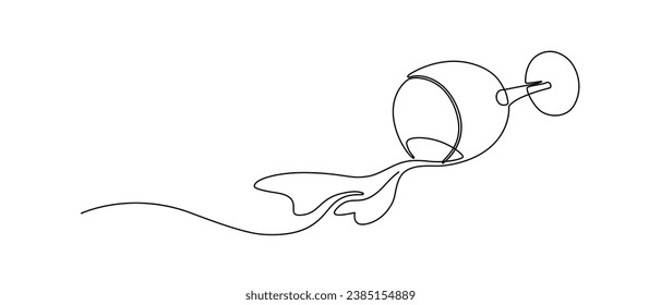 Continue line art Spilled wine glass, isolated on white background eps 10