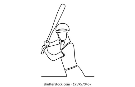 Continue line of baseball player vector illustration