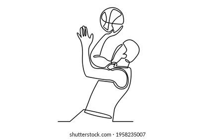 Continue line of basketball player vector illustration