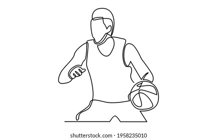 Continue line of basketball player vector illustration