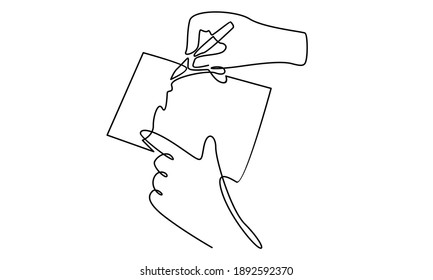 Continue line of businessman hand sign business contract paper sheet