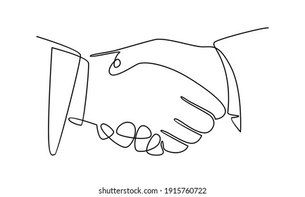 Continue line of businessman handshake