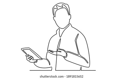 Continue line of businessman hold smartphone