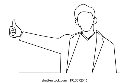 Continue line of businessman making thumbs up sign good job