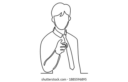 Continue line of businessman pointing a finger