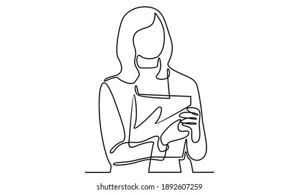 Continue line of businesswoman holding the paper file