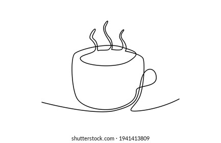 Continue line of coffee vector illustration design
