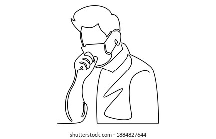 Continue line of cold, flu. Man with mask