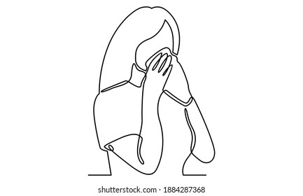 Continue line of cold, flu. Woman with handkerchief