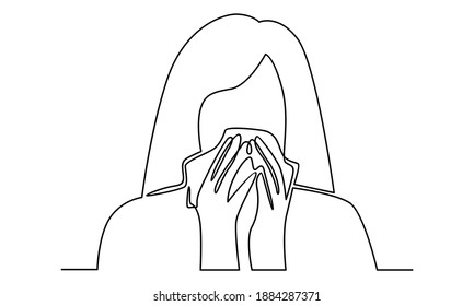 Continue line of cold, flu. Woman with handkerchief