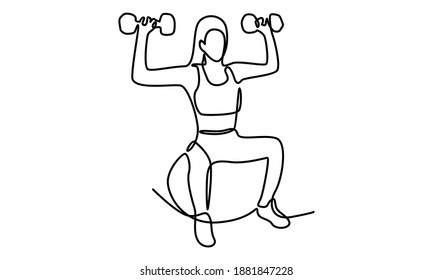 Continue line of female exercising character