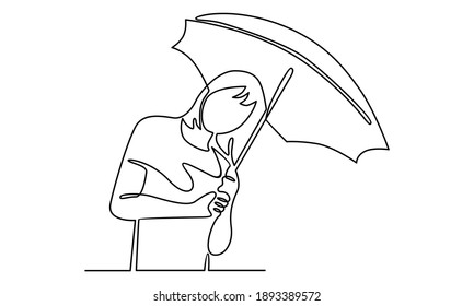 Continue line of girl hold umbrella