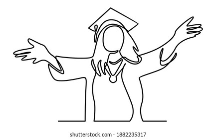 Continue line of graduation woman