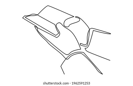 Continue line of hand holding book vector illustration