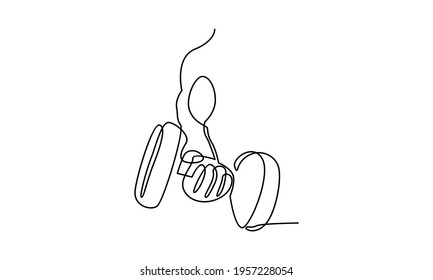 Continue line of hand holding dumbbell illustration