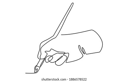 Continue line of hand holding a paint brush