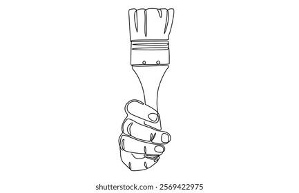 Continue line of hand holding a paint brush