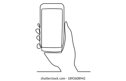 Continue line of hand holding phone