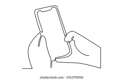 Continue line of hand holding phone