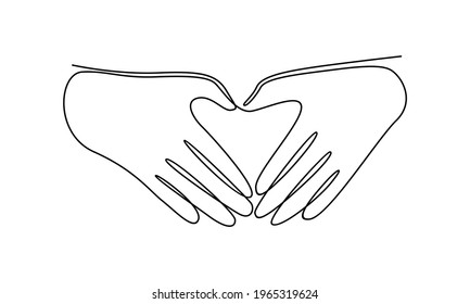 Continue line of hand making heart sign vector illustration