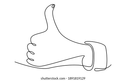 Continue line of hand thumbs up