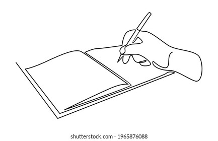 Continue line of hand writing on book vector illustration