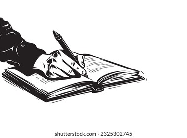 Continuar escribiendo en línea de mano en el libro.