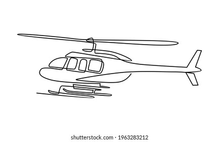 Continue line of helicopter vector illustration