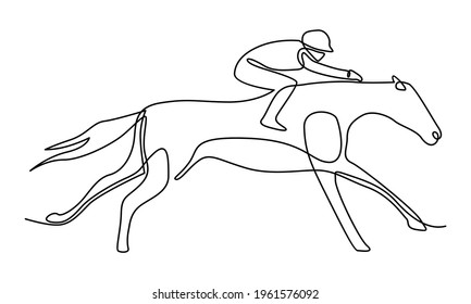 Continue line of horse race vector illustration