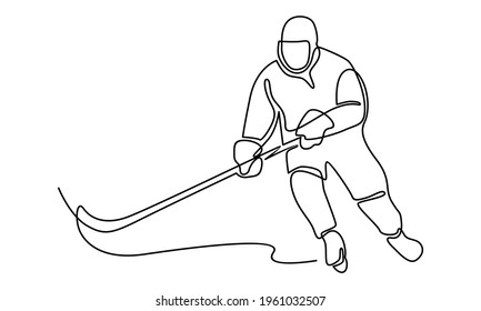 Continue line of ice hockey player vector illustration