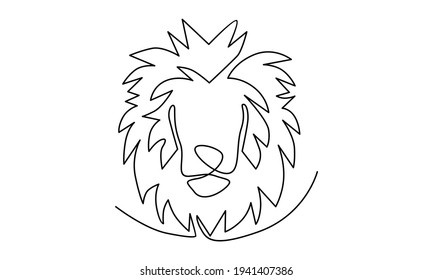 Continue line of lion vector illustration design