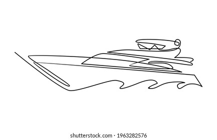 Continue line of luxury yacht vector illustration