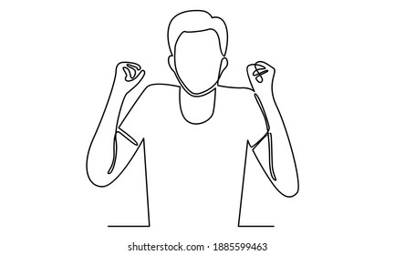 Continue line of man with attractive gesture, come on