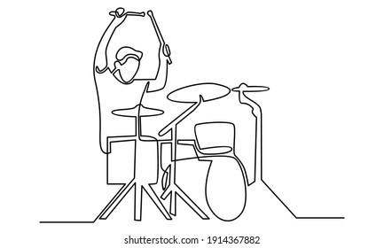 Continue line of man beating the drums