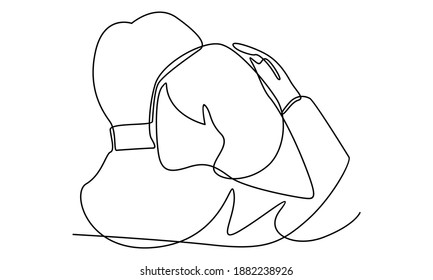 Continue line of man hug his girlfriend