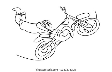 Continue line of motocross extreme vector illustration