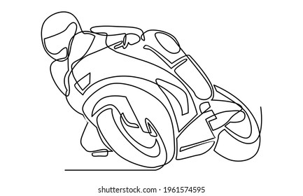 Continue line of motorcycle racer sport vector illustration