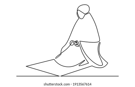 Continue line of muslim woman praying