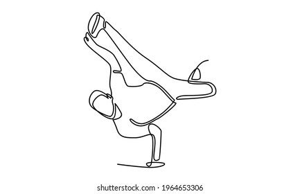 Continue line of person doing sport dance activity break dance vector illustration