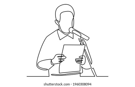 Continue line of public speaker character vector illustration