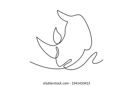 Continue line of rhinoceros vector illustration design