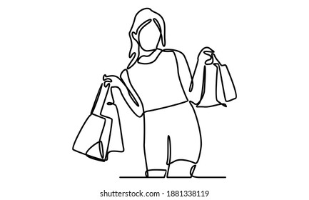 Continue line of shopping woman