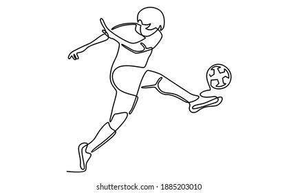 Continue line of soccer player