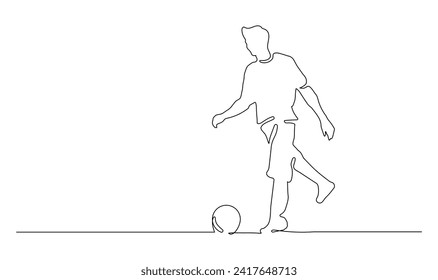 Continue line of soccer player. Vector